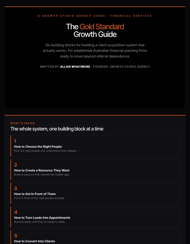 The first page of the Gold Standard Growth Guide